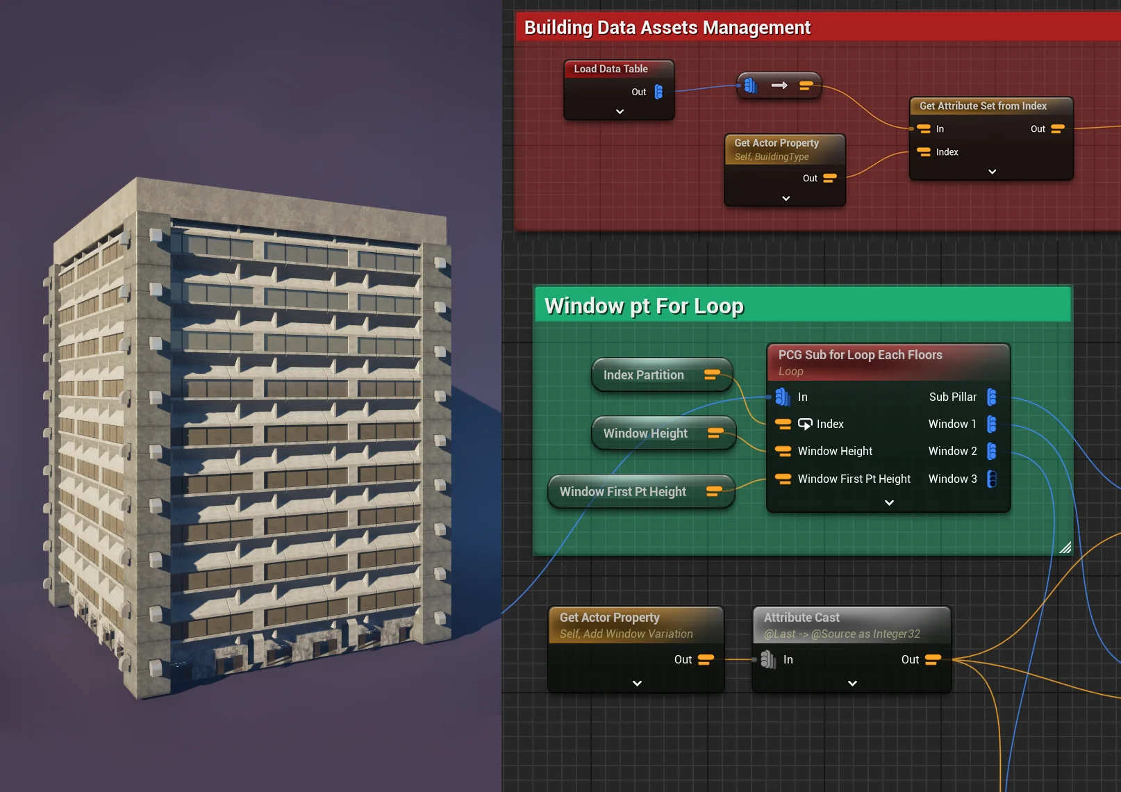 UE PCG Procedural Brutalism Building